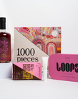 beautiful ladies gifts with lost phoenix farm gin, 1000 pieces puzzle, loops mask, drinking chocolate and lip balm by Alive