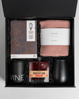 prohibtion negroni gift box with soy hand poured candle, insulated coffee cup paired with Atypic long black coffee and pink ecovask hand towel. Great for ladies birthday, thank you gift or anniversary