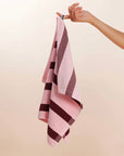 pink tones on this hommey rocky road striped tea towel. modern design and 100% cotton