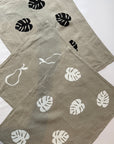 Linen artisan tea towels screen printed by hand