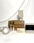 luxury housewarming gift hamper full of hand crafted and quality items.  Handcrafted ceramic dishes, hand printed linen tea towels, wooden board, cheese knives, soap and ecosoy soy candle.  Delivery available Australia wide.