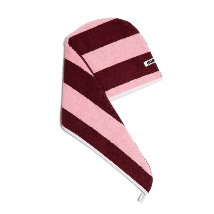 Hommey hair wrap in rocky road stripes.  popular and luxury bath wrap