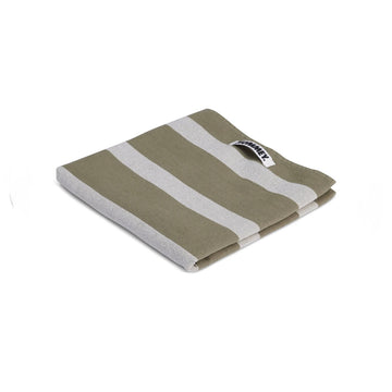 hommey brand tea towel in matcha stripes.  great in a corporate gift box for house settlement or house warming