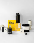 stunning mens large gift box in yellow and black tones.  Presented in a large luxury gift box